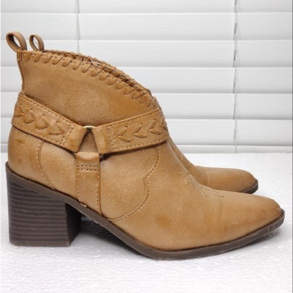 Frye and Co. Boho Embroidered Faux Leather Palma Stacked Heel Booties - Picture 2 of 16